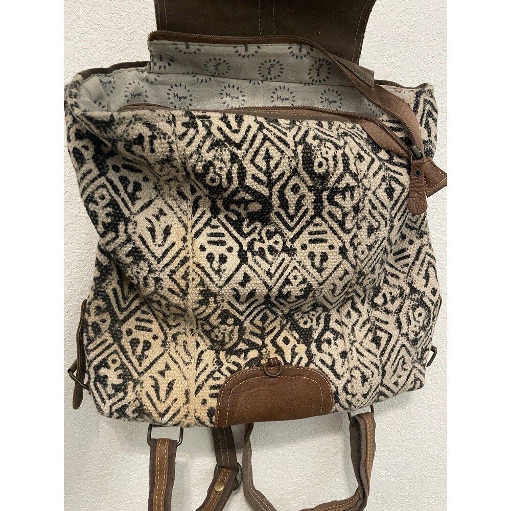 Cow Print Handbag Myra Bag leather Hairon Upcycled western Backpack Purse Bag - Picture 9 of 16